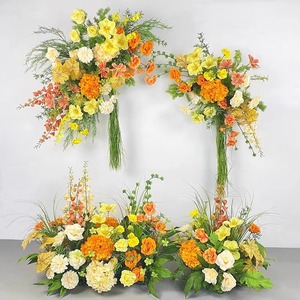 Décorations de mariage <span class=keywords><strong>orange</strong></span>, jaunes et champagne avec fleurs artificielles, arrangements floraux, décorations pour fêtes d'anniversaire - Product Image 1