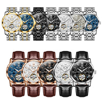 Jam Tangan OLEVS 6668 OEM ODM yang Dapat Dikustomisasi, Jam Tangan Kerangka Berongga, Jam Tangan Bisnis, Bercahaya, Baja Anti Karat, Otomatis Mekanis untuk Pria