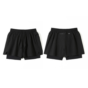 Short de sport vintage d'été à séchage rapide, double couche, anti-chafing, en fibre de polyester, deux-en-un, avec cordon de serrage à la taille, pour le basketball - Product Image 6