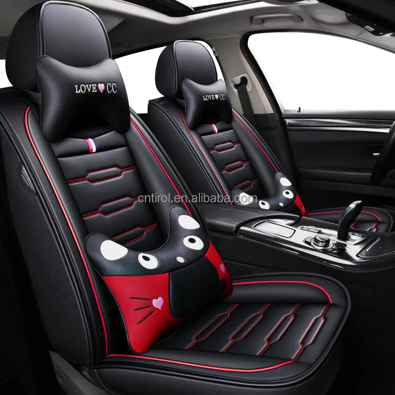 TIROL Custom Designer Leather Universal Sport Car Upholstery Seat Covers Full Set Luxury Car Seat Protector for Cars 5 Seats