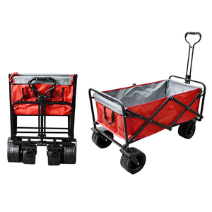 야외 캠핑 접이식 스틸 4륜 핸드 카트 정원 여행용 웨건 접이식 해변 트롤리 쇼핑 및 해변용 - Product Image 2