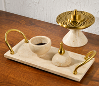 Brûleur d'encens arabe de luxe en pierre naturelle, ensemble de brûleurs de Bakhoor antiques Haramain pour la fragrance d'intérieur, décoration de la maison pour le Ramadan et l'Aïd, cadeau
