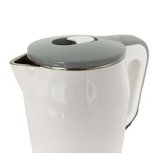 Bouilloire à double paroi blanche et grise de 2,3 L, intérieur en acier inoxydable, toucher froid, arrêt automatique et protection contre l'ébullition à sec, 360° °   Base, usine OEM - Product Image 2