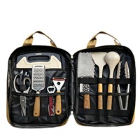 Ensemble d'ustensiles de cuisine de camping portables, kit de cuisine d'extérieur avec sac de rangement