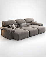 Lumio Optional Chesterfield Sofa, wandfrei platzierbar, verstellbar, Stoff-Samt, dreisitzig, minimalistisches Schaumstoff-Möbelset