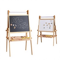 Chevalet d'art pliable en bois Tiny Land pour enfants, tableau noir et tableau blanc |   Table pliante double face sans outil, 3 hauteurs, adaptée à tous les âges