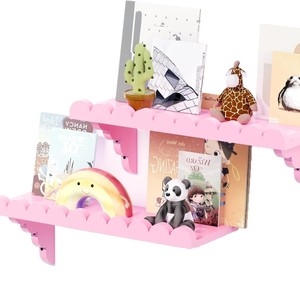Pink Wooden Wall <b>Shelf</b> Rectangle Floating <b>Shelf</b> With Wooden Support For <b>Bedroom</b> Living Room Decor - Product Image 5