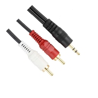 Câble audio personnalisé à gaine en PVC plaqué or 3.5mm mâle vers 2x RCA mâle pour lecteur DVD avec résolution 4K