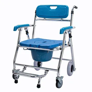 Silla de rueda con Commode, equipo médico, plegable, con ruedas, inodoro