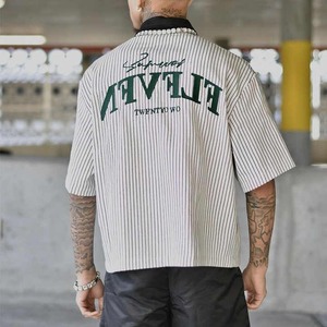 Camicia squadrata Oversize Casual da uomo con cerniera elegante <span class=keywords><strong>tessuto</strong></span> a maniche corte traspirante a maniche corte <span class=keywords><strong>per</strong></span> l'estate - Product Image 2