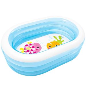 Piscina Gonfiabile 163x107x46 Cm in PVC per Bambini con 3 Anelli Gonfiabili Rettangolare - Product Image 1