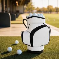 Sac de rangement pour balles de golf Den Caddy en cuir, style mini sac de personnel, distributeur de balles de golf pour la maison, le bureau ou la practice