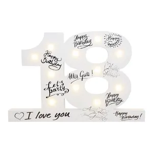 Guest Book 18th Birthday Decoration with LED Lighting 37 cm x 24 cm Table Decoration Gift Idea 18th Birthday Gift