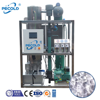 Tubo evaporador automático profesional de alta calidad, máquina comercial para hacer bloques de hielo refrigerada por agua con compresor Bristol