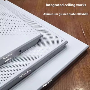 600x600 micro-lỗ nhôm gạch trần hình dạng lưới tự lắp đặt cho văn phòng nhà bếp phòng tắm tích hợp treo - Product Image 3