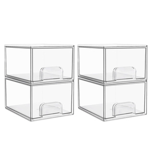 Rõ ràng cao Acrylic lưu trữ ngăn kéo Stackable Vanity Organizer cho phòng tắm và nhà bếp tổ chức nhà đựng thức ăn khuôn - Product Image 4