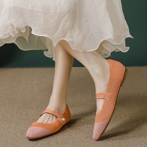 Nouvelle conception, sandales plates de luxe pour femmes avec boucle à une ligne, chaussures plates carrées en tricot pour femmes - Product Image 4