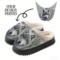 Chaussures en peluche antidérapantes personnalisées et tendance pour l'automne/hiver avec semelle extérieure en EVA, imprimés animaliers, confort et amorti pour la salle de bain et l'intérieur