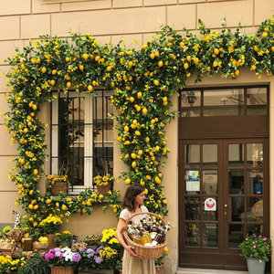 Piante artificiali fuori frutti appesi vite verde finto <span class=keywords><strong>giallo</strong></span> limoni ghirlanda decorazioni ristorante decorazione - Product Image 2
