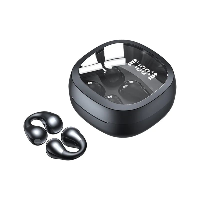 TWS Bone Conduction Earhook Headset Digital Display Hifi Sound Mini Earbuds Touch Control JR01 TWS Wireless Bluetooths Earphone