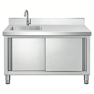 מטבח נירוסטה מסחרי ארונות כיור נירוסטה 201/304 עבודה בספסל כיור מסעדה כיור ארון כיור - Product Image 2