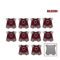 Lot de 10 pièces/sac – Accessoires d'armure de chevalier médiéval (cape, lion rouge, aigle noir) – Jouets de construction pour enfants