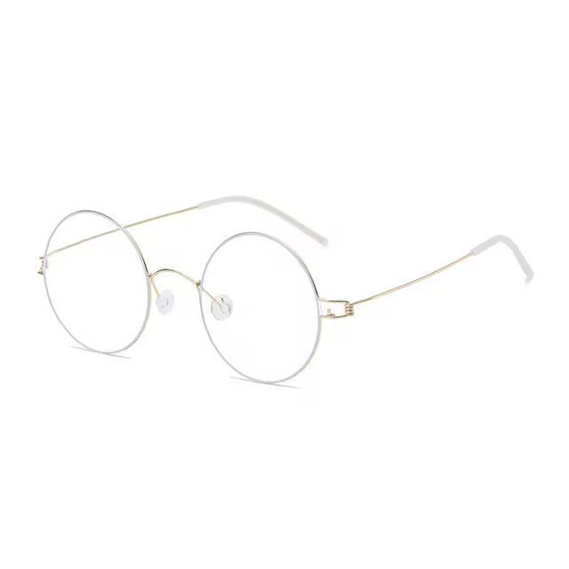 Benyi Ultra-Light Alloy Optical Glasses Fashionable Simple Small Round Frame for Men and Women Without Screw Design