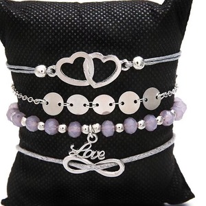 Conjunto de Pulseras de Moda con Dijes, Imitación de Perlas, Plata Tibetana, Corazón de Amor, Infinito, Regalo para Mujer 2024 - Product Image 3