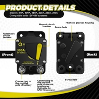 Disyuntor de reinicio marino 30A-300A, Motor de Audio de batería de coche, 48V CC MAX, 200 Amp, Protector de disyuntor para barco, autobús, camión, RV