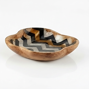 Bol en bois de manguier artisanal, plateau décoratif émaillé, plat de service zen asiatique, décoration d'intérieur, taille et forme personnalisées, finition de qualité supérieure - Product Image 1
