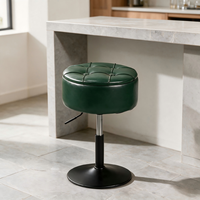 Tabouret de comptoir moderne sans dossier, rond, avec rangement, assise capitonnée, pivotant à 360°, hauteur réglable, base métallique pour îlot de cuisine