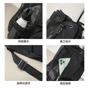 Custom Mesh Polyester Gym <strong>Drawstring</strong> <strong>Backpack</strong> Men Women Wet Bag Pocket Net Mesh Beach Bag with logo Arena Swimming Mesh Bag - Product Image 6