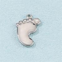 Yiwu Aceon – dôme en acier inoxydable à l'huile, Surface arrière plate, pied de bébé, pierre de naissance, pouces, cadeau de naissance, charme d'anniversaire