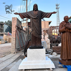 Estatua <span class=keywords><strong>de</strong></span> Bronce <span class=keywords><strong>de</strong></span> <span class=keywords><strong>Cristo</strong></span> Redentor Católica para Exteriores BLVE, Escultura <span class=keywords><strong>de</strong></span> Jesús <span class=keywords><strong>de</strong></span> Tamaño Real con Brazos Abiertos y Base <span class=keywords><strong>de</strong></span> Mármol - Product Image 1