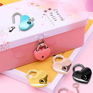Small Metal Heart Shaped Combination Padlock Mini Lock with Key for Jewelry <b>Box</b> Storage <b>Box</b> Diary <b>Book</b> - Product Image 4