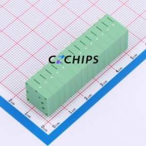 MX205R-3.5-14P-GN01-Cu-A Spring Terminal Block Through hole Component THT,P=3.5mm Connector 1x14P 3.5mm Green Right Angle Insert - Product Image 2