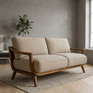 Modern Minimalist Two-Seater <b>Sofa</b> with Premium Teak <b>Wood</b> <b>Frame</b> for Living Room Made in Indonesia - Product Image 3