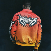 Veste bomber en fourrure streetwear avec logo 3D personnalisé en relief, dégradé de couleurs, patch hip-hop, appliqué brodé en chenille