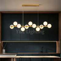 Lustre moderne en forme de globe en albâtre, cadre en laiton, luminaire suspendu pour salle à manger, décoration de plafond haut