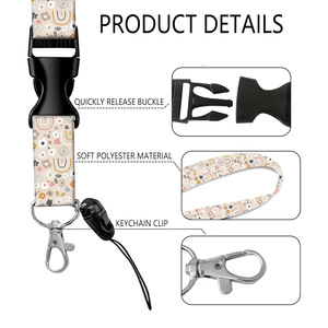 Clip de fixation rond en époxy motif fleur arc-en-ciel transfrontalier avec boucle rétractable à tirage facile et cordon détachable pour badges nominatifs - Product Image 2