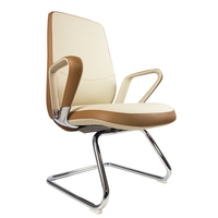 Chaise d'attente confortable en cuir bicolore avec structure cantilever en métal poli, chaise fixe pour invités, idéale pour les bureaux, les halls d'accueil et les zones de réception
