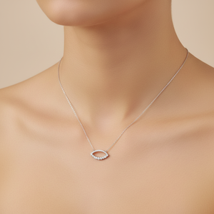 Collier Pendentif Géométrique Minimaliste Oval Fait Main le Plus Populaire en Or Blanc 18K avec Diamant Naturel pour Usage Quotidien - Product Image 6