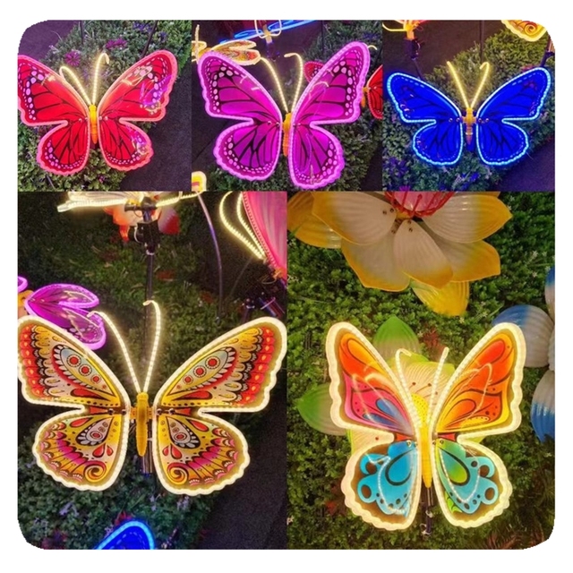 Outdoor Garden Led Butterflies Decoration Colorful 40CM Simulated Dynamic Insect butterfly Led Lights