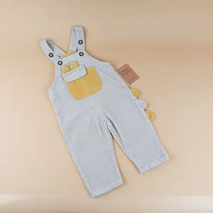 Kids Cute Pocket Pants Corduroy Rib Rompers Organic Cotton Clothes Autumn Winter Toddlers Boy Girl Sleeveless Overalls