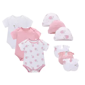 Newborn Baby Boy Girl 9 Pieces Baby Clothes Set Cotton short Sleeves Soft Baby Clothing Sets