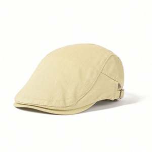 Japanese Vintage Gatsby Hat <b>Men</b> Women Literary Monochrome <b>Flat</b> Top Ivy <b>Cap</b> Man Golf Uniform Beret Hat - Product Image 3