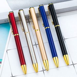 Stylo publicitaire professionnel en métal avec logo personnalisé, pointe bille 1,0 mm, action rotative, idéal pour hôtels et conférences, vente en gros - Product Image 1