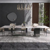 Ensemble de table à manger moderne de luxe royal, 3 mètres, 10 personnes, table rectangulaire longue en marbre naturel Calacatta, carrelage en céramique, meubles pour la maison