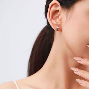 Pendientes de botón de plata de ley S925 con circonita de corte redondo y diseño de margarita, versión de cobre personalizable con temática de jardín, exclusivamente para mujeres. - Product Image 2