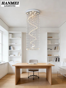 Lámpara Colgante de Cristal Estilo Europeo para Sala de Estar de Doble Altura, Restaurante, Diseño Moderno, Iluminación Decorativa Larga y Romántica HM - Product Image 2